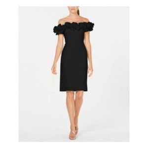 Calvin Klein | Dresses | Calvin Klein Womens Black Off Shoulder Above The  Knee Cocktail Sheath Dress 8 | Poshmark